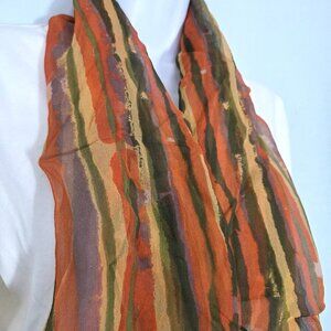 NWOT Vintage Echo Silk Chiffon Orange & Green Short Scarf